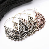 Detail View 3 of A Pair of Vintage Bali Warrior Emblem Copper Plug Hoop Earring