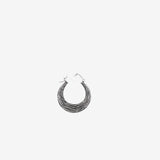 Detail View 1 of A Pair of Ancient Bali Ornate White Brass Loop Plug Hoop Earring