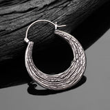 Detail View 2 of A Pair of Ancient Bali Ornate White Brass Loop Plug Hoop Earring