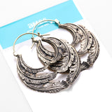 Detail View 4 of A Pair of Vintage Goddess Leaflet Loops Golden Brass Plug Hoop Earring