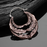 Detail View 2 of A Pair of Vintage Goddess Leaflet Loops Copper Plug Hoop Earring