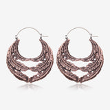 A Pair of Vintage Goddess Leaflet Loops Copper Plug Hoop Earring