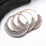 Detail View 3 of A Pair of Mystic Feather Loop Golden Brass Plug Hoop Earring