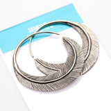 Detail View 4 of A Pair of Mystic Feather Loop Golden Brass Plug Hoop Earring