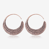 A Pair of Mystic Feather Loop Copper Plug Hoop Earring