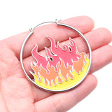 Detail View 2 of A Pair of High Flame Art Plug Hoop Earring