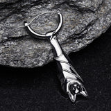 Detail View 1 of A Pair of Black Hematite Hanging Bat Plug Hoop Earring-Black