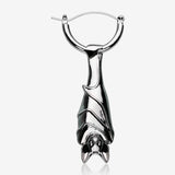 A Pair of Black Hematite Hanging Bat Plug Hoop Earring-Black