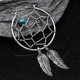 Detail View 1 of A Pair of Vintage Dreamcatcher Plug Hoop Earring-Blue/Aqua