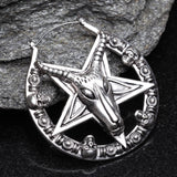 Detail View 1 of A Pair of Baphomet Evil Goat Plug Hoop Earring-Steel