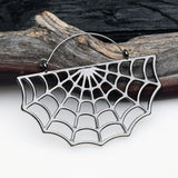 Detail View 1 of A Pair of Black Spider Web Plug Hoop Earring