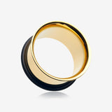 A Pair of Gold Plated Single Flared Ear Gauge Tunnel Plug-Gold