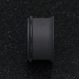 Detail View 3 of A Pair of Matte Black Steel Single Flared Ear Gauge Tunnel Plug-Black