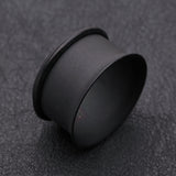 Detail View 2 of A Pair of Matte Black Steel Single Flared Ear Gauge Tunnel Plug-Black