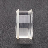 Detail View 2 of A Pair of Basic UV Acrylic Single Flared Ear Gauge Plug-Clear Gem
