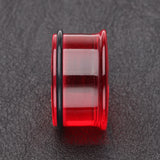 Detail View 2 of A Pair of Basic UV Acrylic Single Flared Ear Gauge Plug-Red