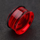 Detail View 1 of A Pair of Basic UV Acrylic Single Flared Ear Gauge Plug-Red