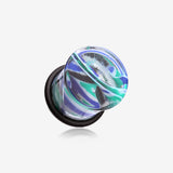 A Pair of Vibrant Marble Swirls Single Flared Ear Gauge Plug