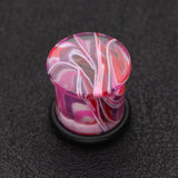 Detail View 3 of A Pair of Vibrant Marble Swirls Single Flared Ear Gauge Plug-Pink/Purple