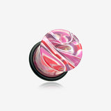 A Pair of Vibrant Marble Swirls Single Flared Ear Gauge Plug