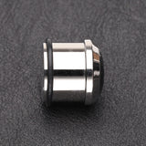 Detail View 2 of A Pair of Magnum CZ Press Fit Single Flared Ear Gauge Plug-Black