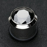 Detail View 1 of A Pair of Magnum CZ Press Fit Single Flared Ear Gauge Plug-Black