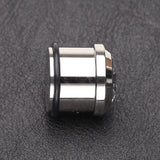 Detail View 2 of A Pair of Magnum CZ Press Fit Single Flared Ear Gauge Plug-Clear Gem
