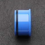 Detail View 2 of A Pair of Neon Colored UV Acrylic Single Flared Ear Gauge Plug-Blue