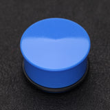 Detail View 1 of A Pair of Neon Colored UV Acrylic Single Flared Ear Gauge Plug-Blue