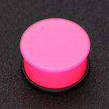 Detail View 1 of A Pair of Neon Colored UV Acrylic Single Flared Ear Gauge Plug-Pink