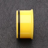 Detail View 2 of A Pair of Neon Colored UV Acrylic Single Flared Ear Gauge Plug-Yellow
