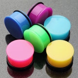 Detail View 4 of A Pair of Neon Colored UV Acrylic Single Flared Ear Gauge Plug-Yellow