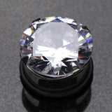 Detail View 1 of A Pair of Magnum CZ Prong Single Flared Hollow Ear Gauge Plug-Clear Gem
