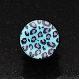 Detail View 1 of A Pair of Glow in the Dark Cheetah Print Single Flared Ear Gauge Plug-Blue/Aqua