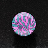 Detail View 1 of A Pair of Glow in the Dark Dainty Zebra Stripes Single Flared Acrylic Ear Gauge Plug-Purple