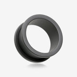 A Pair of Matte Black Steel Screw-Fit Ear Gauge Tunnel Plug
