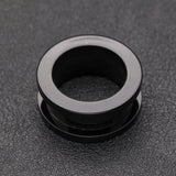 Detail View 1 of A Pair of Basic UV Acrylic Screw-Fit Ear Gauge Tunnel Plug-Black