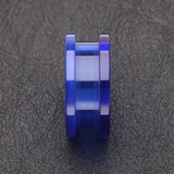Detail View 2 of A Pair of Basic UV Acrylic Screw-Fit Ear Gauge Tunnel Plug-Blue