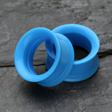 Detail View 3 of A Pair of Solid UV Smooth Flared Screw-Fit Ear Gauge Tunnel Plug-Light Blue