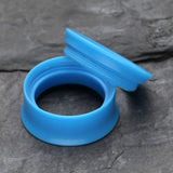 Detail View 4 of A Pair of Solid UV Smooth Flared Screw-Fit Ear Gauge Tunnel Plug-Light Blue
