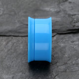 Detail View 2 of A Pair of Solid UV Smooth Flared Screw-Fit Ear Gauge Tunnel Plug-Light Blue