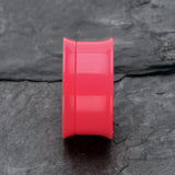 Detail View 2 of A Pair of Solid UV Smooth Flared Screw-Fit Ear Gauge Tunnel Plug-Pink