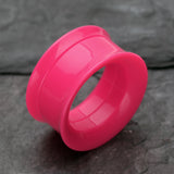 Detail View 1 of A Pair of Solid UV Smooth Flared Screw-Fit Ear Gauge Tunnel Plug-Pink
