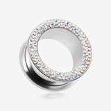 A Pair of Multi-Gem Sparkle Screw-Fit Ear Gauge Tunnel Plug