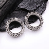 Detail View 1 of A Pair of Royal Heart Filigree Steel Screw-Fit Tunnel Plug