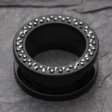 Detail View 1 of A Pair of Multi-Gem Sparkle Acrylic Flesh Tunnel Ear Gauge Plug-Black