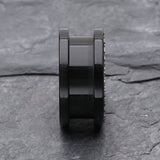 Detail View 2 of A Pair of Multi-Gem Sparkle Acrylic Flesh Tunnel Ear Gauge Plug-Black