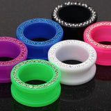 Detail View 4 of A Pair of Multi-Gem Sparkle Acrylic Flesh Tunnel Ear Gauge Plug-Black