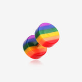 A Pair of Rainbow Stripe Acrylic Faux Gauge Plug Earring