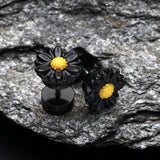 Detail View 3 of A Pair of Cutesy Daisy Flower Acrylic Fake Plug-Black